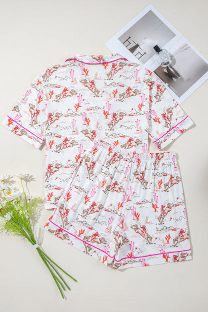 White Cowgirl Country Print Pajamas Set