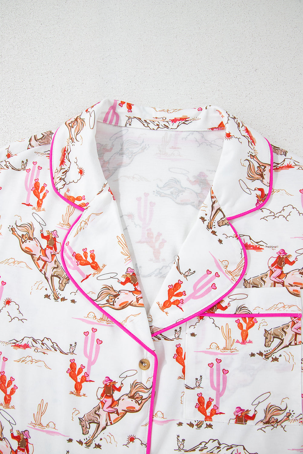 White Cowgirl Country Print Pajamas Set