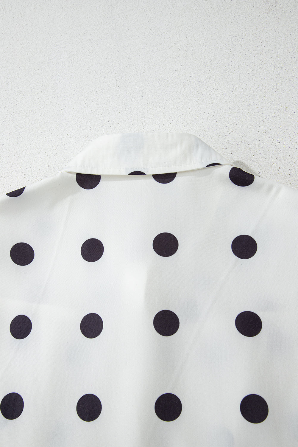 White Polka Dot Print Short Sleeve Collar Buttoned Tiered Babydoll Dress