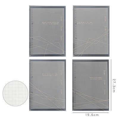 B5 Stars and Moons PVC Cover Planner with grid design and minimalist gold line art, dimensions 27.3cm by 19.6cm