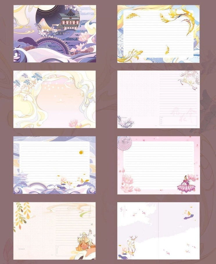 Magnetic Buckle Hard Cover Beauty Journal with luxurious pastel-colored illustrated pages featuring serene landscapes, blooming flowers, elegant birds, and whimsical designs, perfect for kawaii stationery enthusiasts.