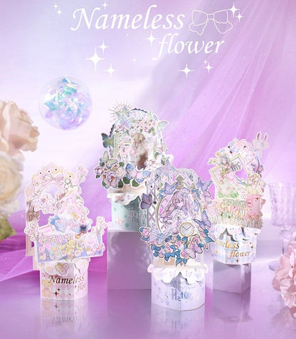 3D Flower and Butterfly Pop-Up Greeting Card in pastel tones with intricate designs of flowers and butterflies. Perfect for anniversaries, birthdays, and special occasions. Unique kawaii stationery item with elegant pop-up elements.