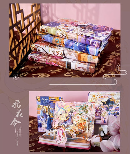 Magnetic Buckle Hard Cover Beauty Journal in Kawaii Style with Colorful Illustrations and Floral Designs.