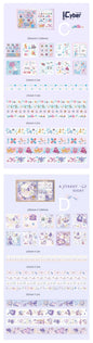 Fairy Tale Washi Tape & Stickers Set - Ideal Gift, featuring whimsical designs in pastel colors. Includes multiple sheets of themed stickers and rolls of decorative washi tape in varying widths. Perfect for journaling, scrapbooking, and crafts.