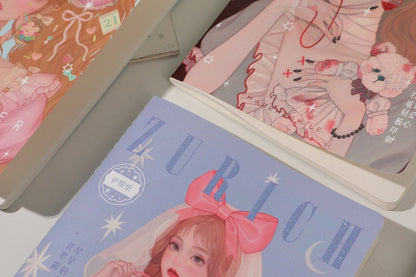 Fashion Girl Magazine-Style B5 Notebook with trendy illustrated covers and 80 lined pages, perfect for journaling in kawaii style.