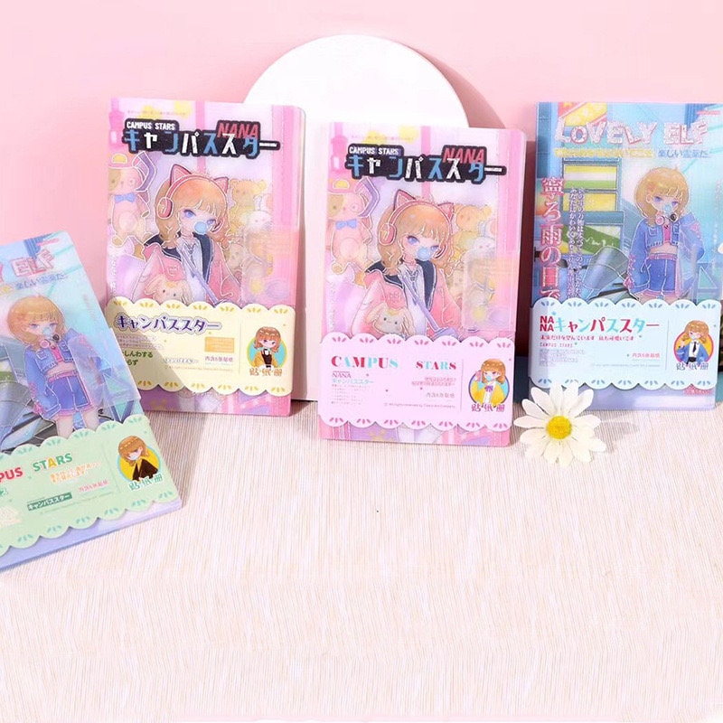 Campus Stars Fashion Girl Stickers Set for Planners in pink packaging on light wood surface with daisy flower decoration.