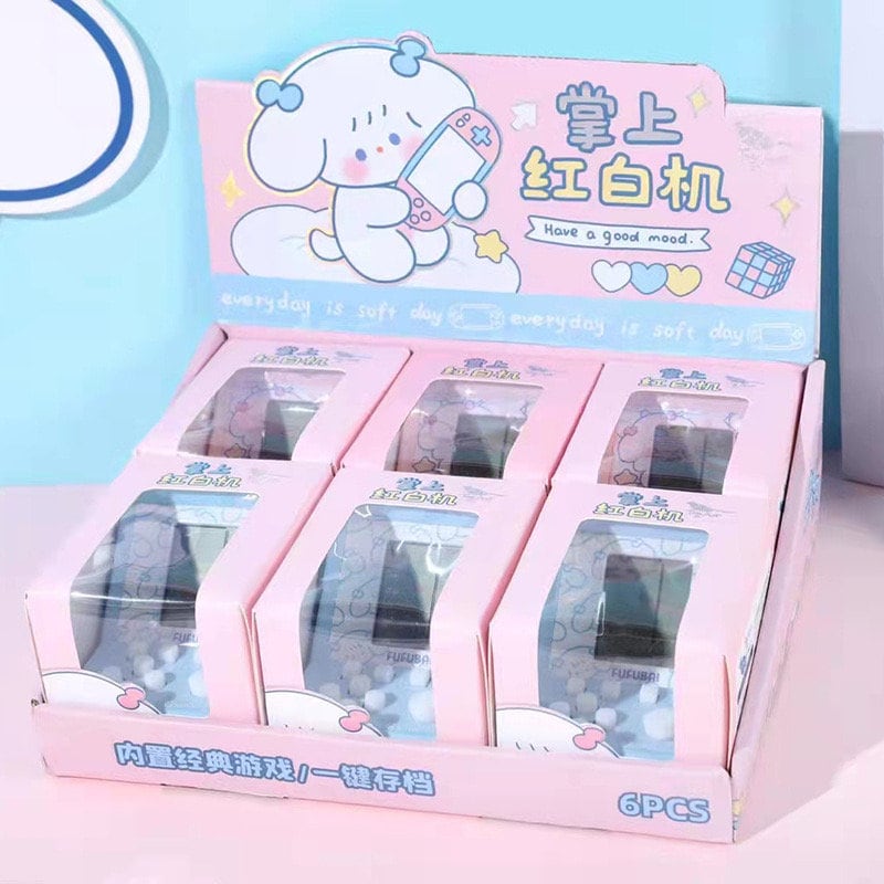 Mini Game Player for kids - Cute kawaii puzzle gaming device display with 6 pieces.