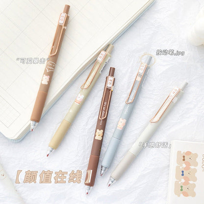 Kawaii Animal Gel Pens 0.5mm Black Ink - 6 Pack featuring adorable animal designs in pastel colors, perfect for journaling and note-taking.