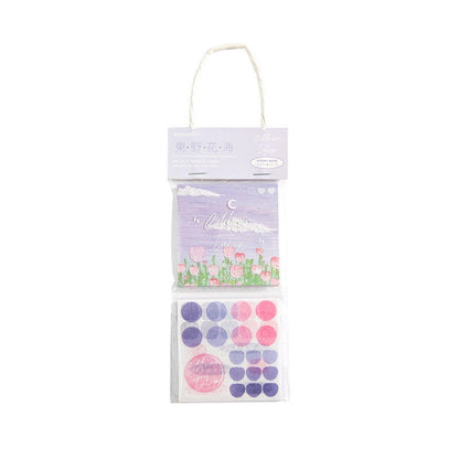 Flower Field Sticky Notes Set - 120 Pieces, featuring pastel flower designs and colorful dot patterns, perfect for kawaii stationery lovers.