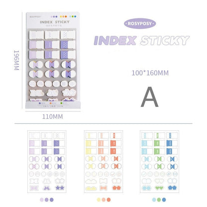 Reusable Colorful Sticky Label Set - 162 Pieces featuring assorted shapes and vibrant colors, including purple, yellow, orange, and blue, perfect for organization and decoration.