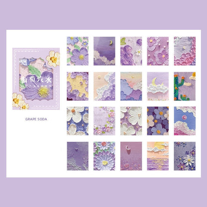 Rainbow Dream Decorative Scrapbook Paper - 60 Pages, Grape Soda theme - featuring 20 designs in pastel purple aesthetic with floral and dreamy celestial motifs.