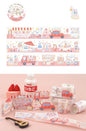 3m Wonderful Life Washi Tape featuring Christmas themes for DIY Craft, showing festive scenes with red cars, markets, and colorful holiday decorations.