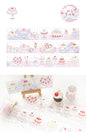 3m Wonderful Life Washi Tape - Christmas and DIY Craft featuring kawaii style illustrations of festive desserts, cakes, and sweets in pastel colors. Perfect for holiday decorations and creative projects.