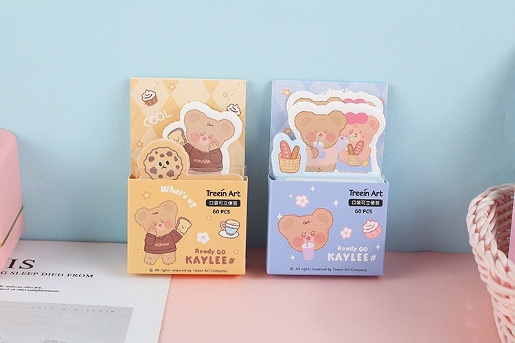 Milk Tea Weekend Sticky Notepad - 60 Pages Memo featuring adorable bear designs, perfect for notes and reminders, kawaii stationery essentials.