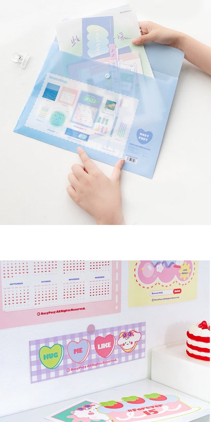 2022 Goal Tracker Calendar with Stickers featuring colorful kawaii design; comes with a variety of cute stickers for marking important dates.