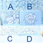 Kawaii Toffee Diary A4 Zip Document Bag in four designs labeled A, B, C, and D, featuring adorable characters and pastel colors.