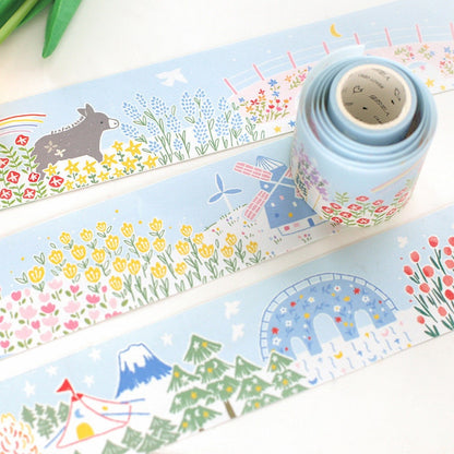 3m Wonderful Life Washi Tape - Christmas and DIY Craft featuring colorful designs of flowers, windmills, and festive winter scenes, perfect for scrapbooking, gift wrapping, and holiday craft projects.