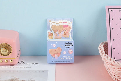 Milk Tea Weekend Sticky Notepad - 60 Pages Memo featuring cute kawaii bear design, perfect for jotting down notes, memos, and reminders.