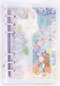 Dorothy A6 Loose Leaf Notebook with Ruler featuring a kawaii illustration of a girl with braids, floral background, and soft pastel colors.