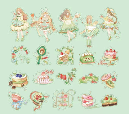 Ambilight Anime Girl Stickers - 40 Cute Set featuring kawaii-style anime girls and adorable dessert designs. Perfect for decorating journals, planners, and crafts with sweet, pastel-themed stickers.