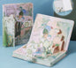 Dream White Magnetic Buckle Notebook with 3D pastel-colored pages, A5 size, featuring a whimsical illustration of a girl, perfect for kawaii stationery lovers.