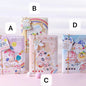 Peach Leather Notebook with Bookmark - Magnetic Buckle featuring cute kawaii-style Peach themed designs in multiple color variations labeled A, B, C, and D.