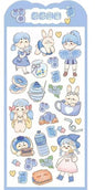 Kawaii Gold Foil Jelly Stickers featuring cute characters, adorable animals, and whimsical objects in pastel colors for craft and DIY projects.