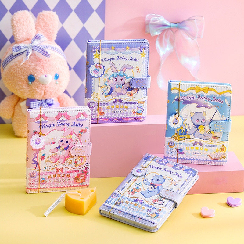 Magic Fairy Tales Journal - Pink Leather, A5, 196 Pages with Adorable Kawaii Characters.