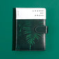 Tropical Leaf Journal with Magnetic Buckle, Green Leather Cover, Kawaii Stationary, Elegant Notebook with Leaves Design