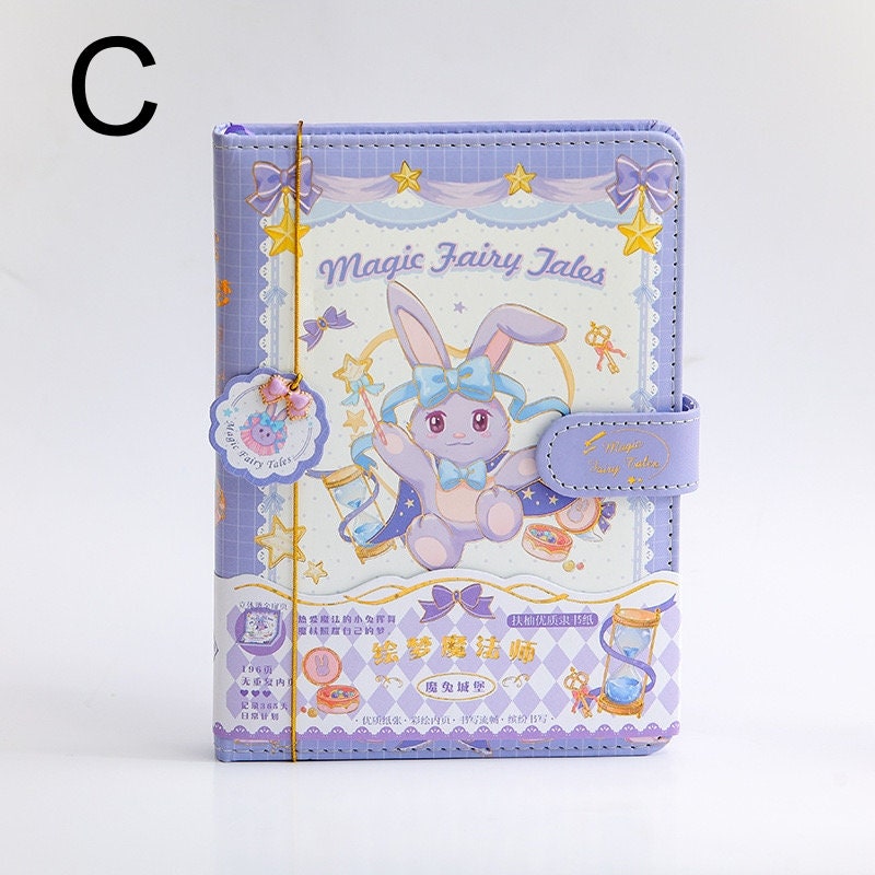 Magic Fairy Tales Journal - Pink Leather, A5, 196 Pages featuring a cute fairy rabbit on the cover with pastel colors and whimsical design.