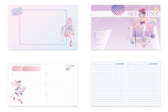 Music Fantasy 3D Journal - A5 Leather Cover Notebooks featuring pastel anime designs, kawaii characters, and grid lines for easy journaling.