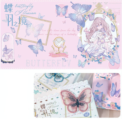 Butterfly Fairyland Leather Journal with Bookmark - pastel pink cover adorned with whimsical fairy and butterfly illustrations, perfect for cute kawaii stationery lovers.