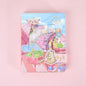 Animal World Leather Journal with Magnetic Buckle, 224 pages, featuring cute and colorful kawaii design of animals in a whimsical village.