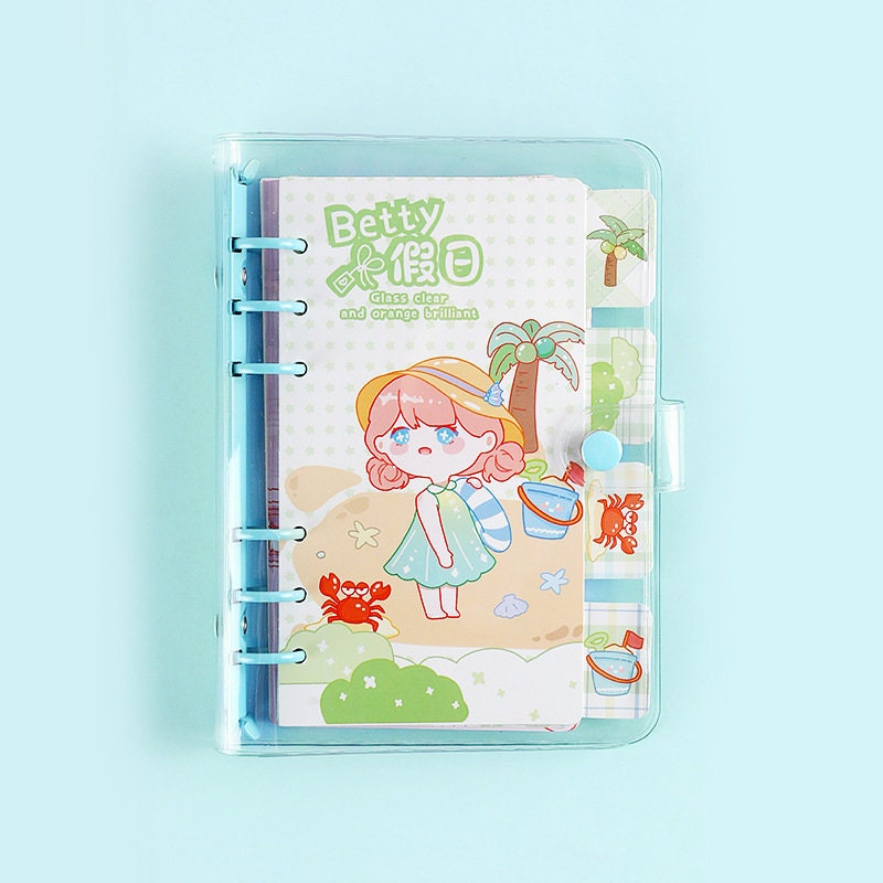 Betty's Vacation B6 Loose Leaf Planner with kawaii beach-themed cover featuring a cute girl, palm tree, and crab. Perfect for organizing daily tasks.