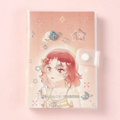 Kawaii Girl PVC Notebook with Buckle - 256 Pages featuring cute anime girl design, secured with a transparent buckle for school or office use.