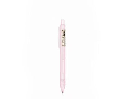 0.5mm transparent mechanical pencil, minimalist design, office stationery, kawaii style, pink barrel, fine point, writing tool