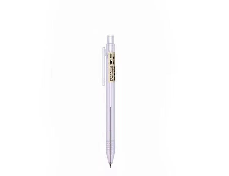 0.5mm transparent mechanical pencil, minimalist office stationery, clear barrel, suitable for precision writing, sleek design, refillable lead 