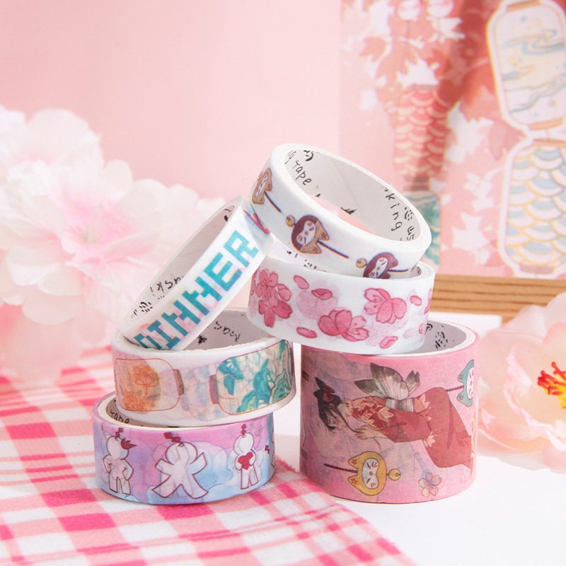 Fairyland Washi Tape Set with various cute and whimsical designs including flowers, birds, and fairy-themed illustrations, perfect for crafting and DIY projects.