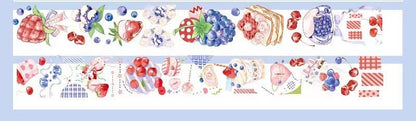 Kawaii Fruits Matte Washi Tape with cute strawberry, blueberry, and cherry designs, perfect for craft and DIY projects.