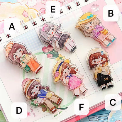 Kawaii Girl Paper Clip set featuring six cute anime girl designs; perfect for organizing office and school supplies in a fun, colorful style.