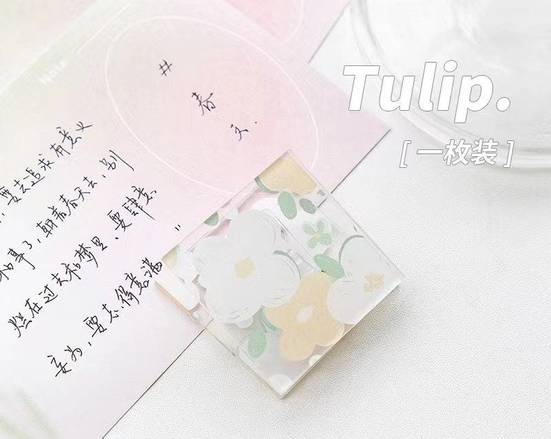 Cute floral decorative clip with white and yellow flowers on a pastel background, creative office supply for kawaii stationery enthusiasts