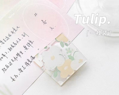 Cute floral decorative clip with white and yellow flowers on a pastel background, creative office supply for kawaii stationery enthusiasts