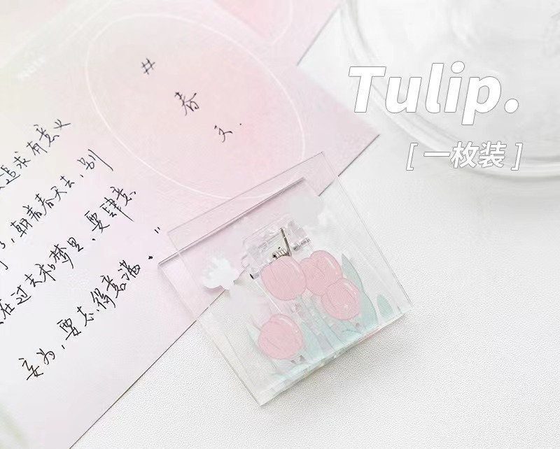 Cute Floral Decorative Clip with Tulip Design - Creative Office Supply Kawaii Stationery