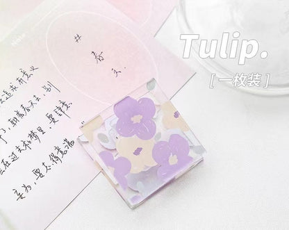 Cute Floral Decorative Clip in pastel colors featuring tulip designs, perfect creative office supply for kawaii stationary lovers.