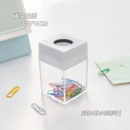 Pastel Office Paper Clips in clear storage container with magnetic lid for Journals, Books & More - Multicolored paper clips for organizing documents and stationary.