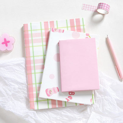 Kawaii Pastel Gift Wrapping Paper - 6 Sheets in soft pastel colors featuring cute designs including pink plaid, polka dots, and adorable kawaii characters, perfect for gift wrapping and crafting.