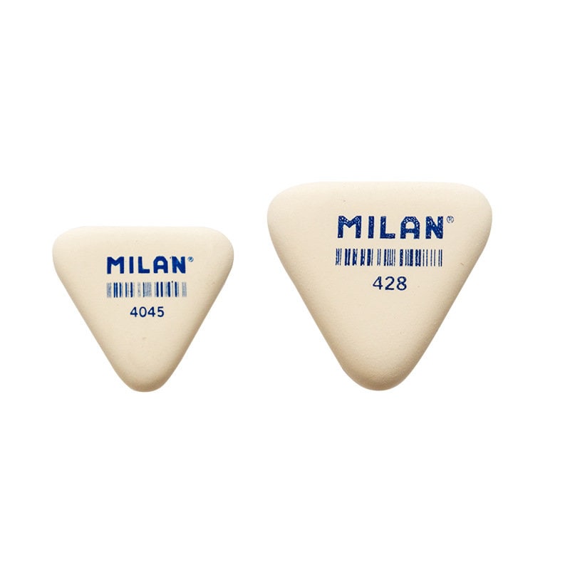 Milan Eraser - Cute and Chic, Two Sizes, Triangular Shape, Beige Color, Model Numbers 4045 and 428, High-Quality Stationery for School and Office