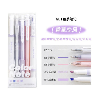 Quick Dry Gel Pen Set - 5-Piece, .5mm Micro Point in Purple, Pink, and Blue Colors