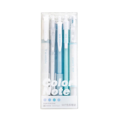 Quick Dry Gel Pen Set - 5-Piece, .5mm Micro Point, assorted colors, kawaii stationery set in a clear plastic case